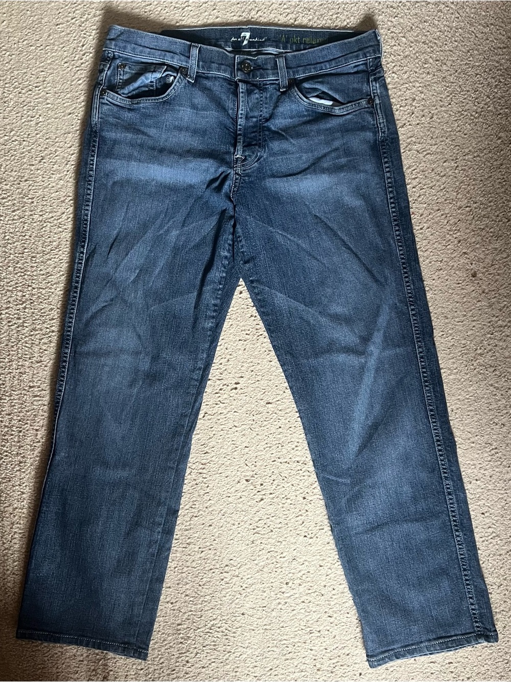 7 For All Mankind Men's Dark Blue Straight Jeans